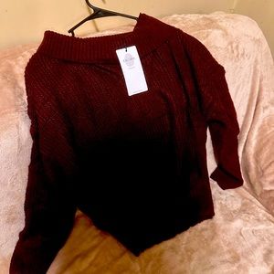 NWT EXLURA fold down collar for off both shoulders knit sweater